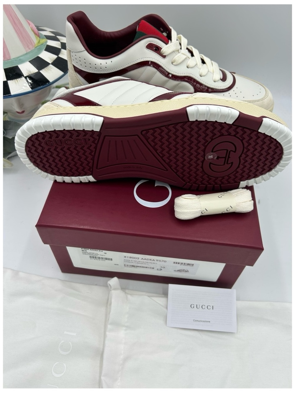 Men's Gucci re-Web leather sneakers with red accents size
10 fits 10.5 US - Picture 3 of 7
